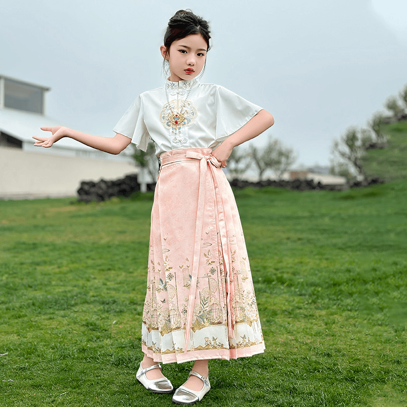 2024新款女童古风明制汉服套装马面裙夏款复古国风新中式古风唐装