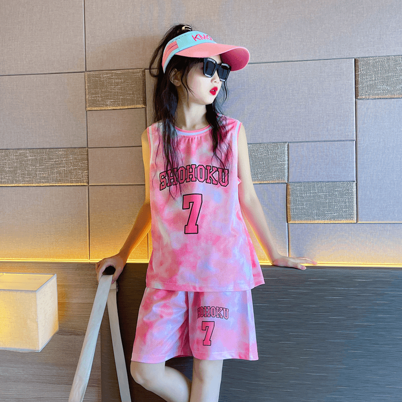 女童速干运动套装夏季2024新款女孩大童夏装背心儿童女夏款篮球服
