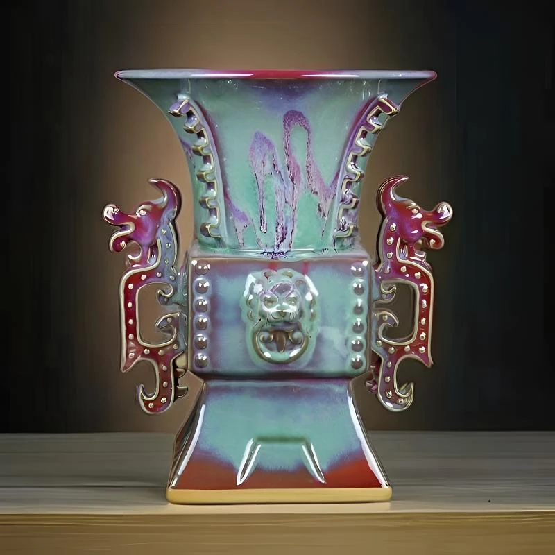 神后镇收藏钧瓷摆件窑变华夏尊创意高档