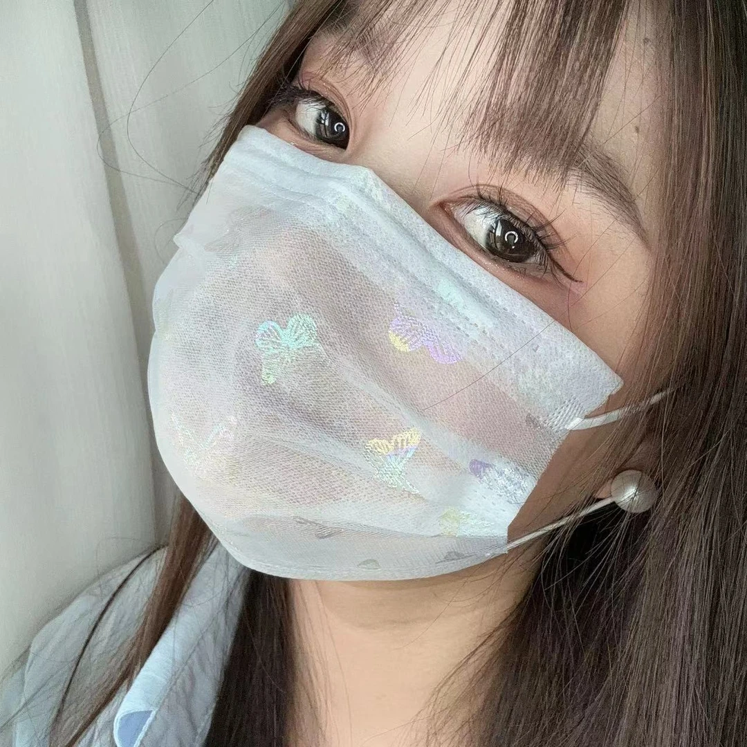 一次性网纱口罩一层网纱+1层布轻薄款透气款防尘不闷热口罩高颜值