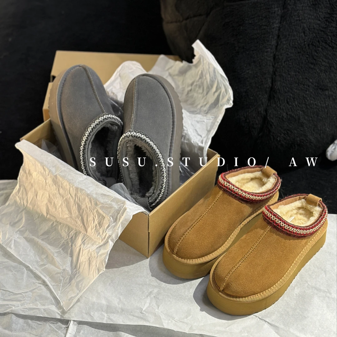 SUSU 「高版本民族风」ins爆款冬季百搭一脚蹬加厚雪地靴
