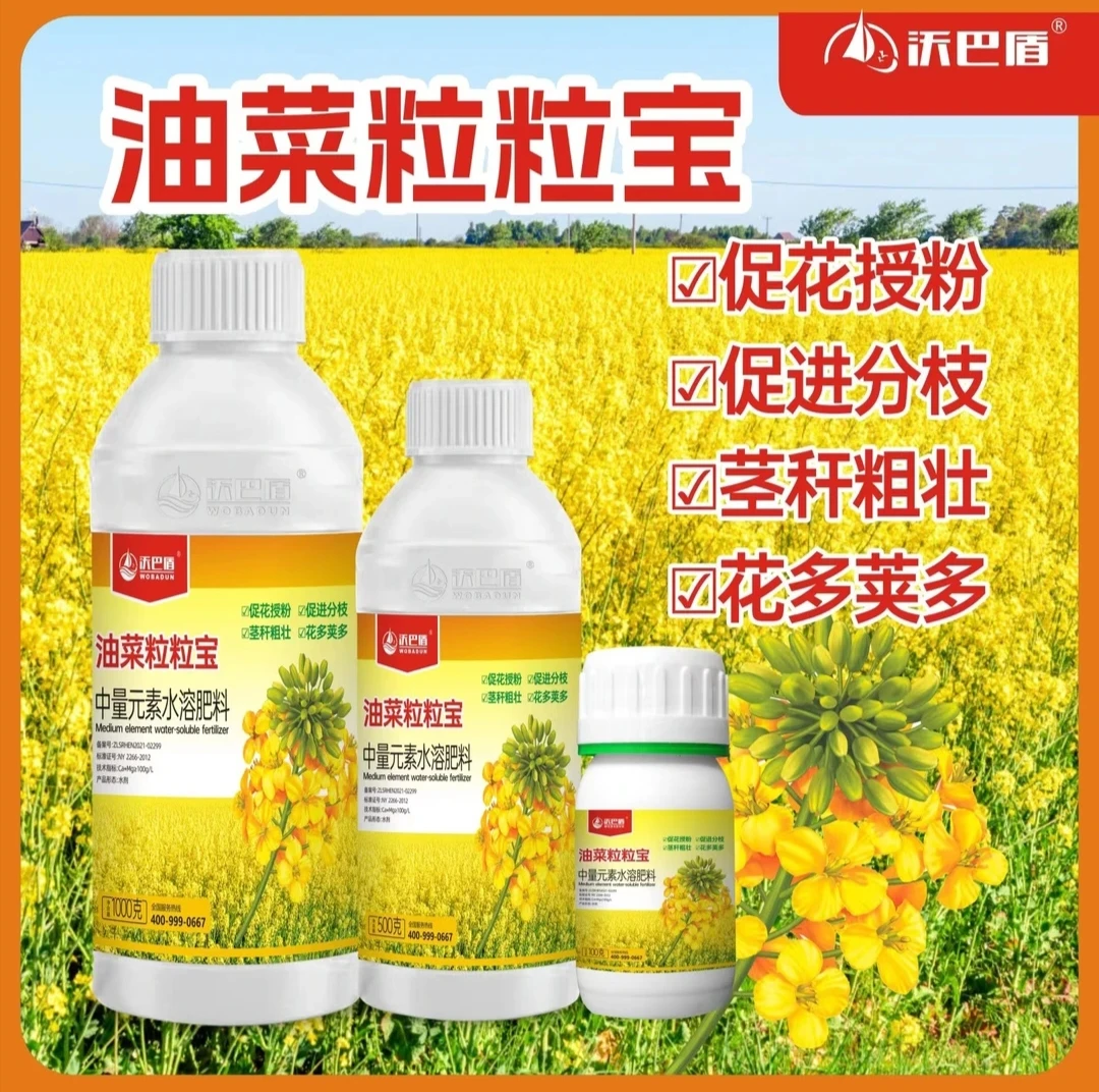 沃巴盾油菜粒粒饱促花授粉茎杆粗壮提质增产籽粒饱叶面肥