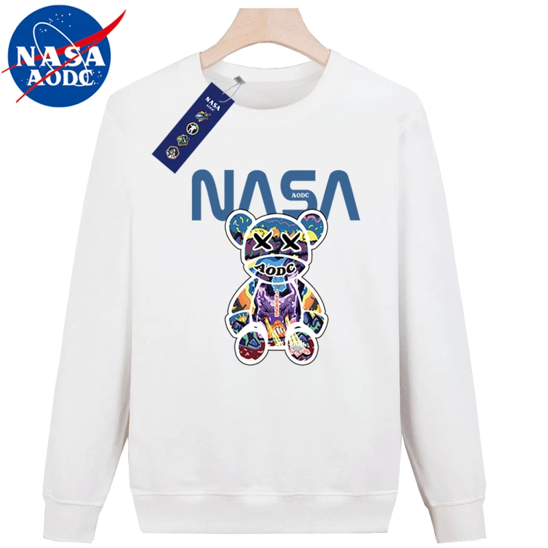 NASA圆领360G卫衣男春秋季休闲运动长袖t恤女宽松上衣套头打底衫