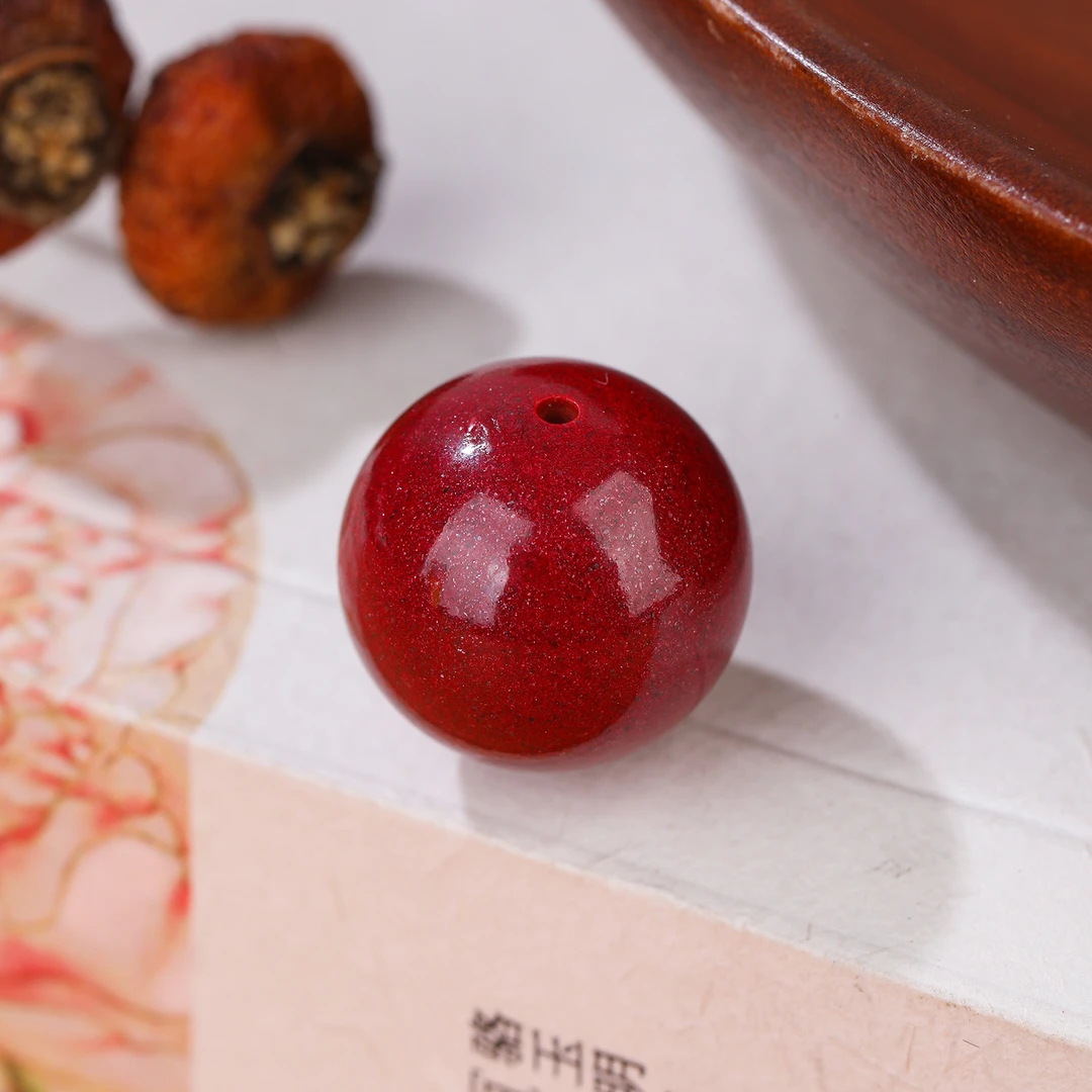 含辰砂工艺品14mm朱砂配珠高含量紫金砂珠子散珠手链diy饰品手工
