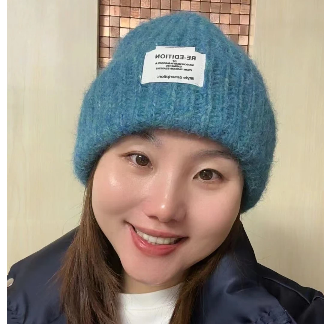 帽子女秋冬季2024新款毛绒高颜值户外洋气显脸小毛绒针织帽大头围