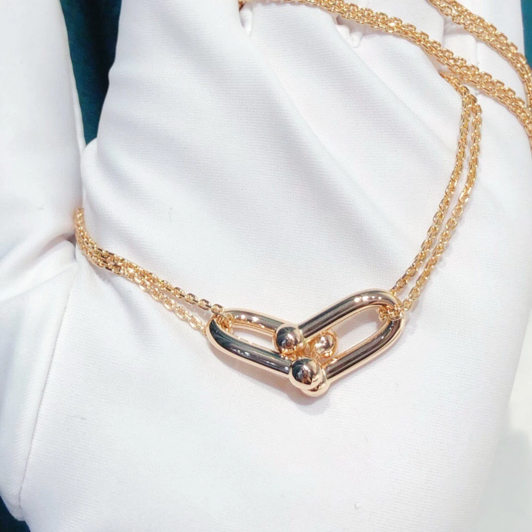 99新 Tiffany & Co./蒂芙尼 hardwear系列 双链 玫瑰金项链