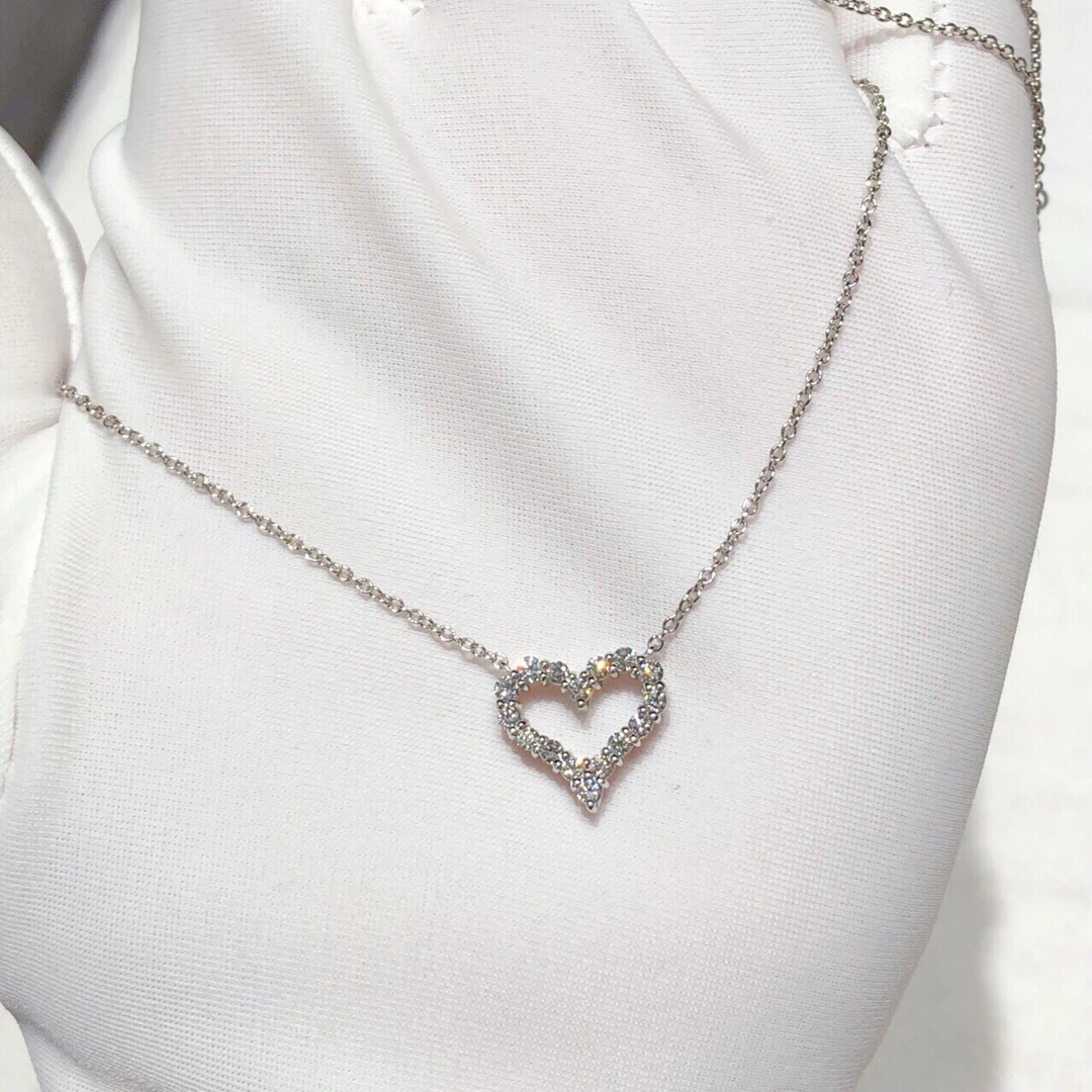 未使用 Tiffany & Co./蒂芙尼 心形铂金pt950桃心镶钻项链