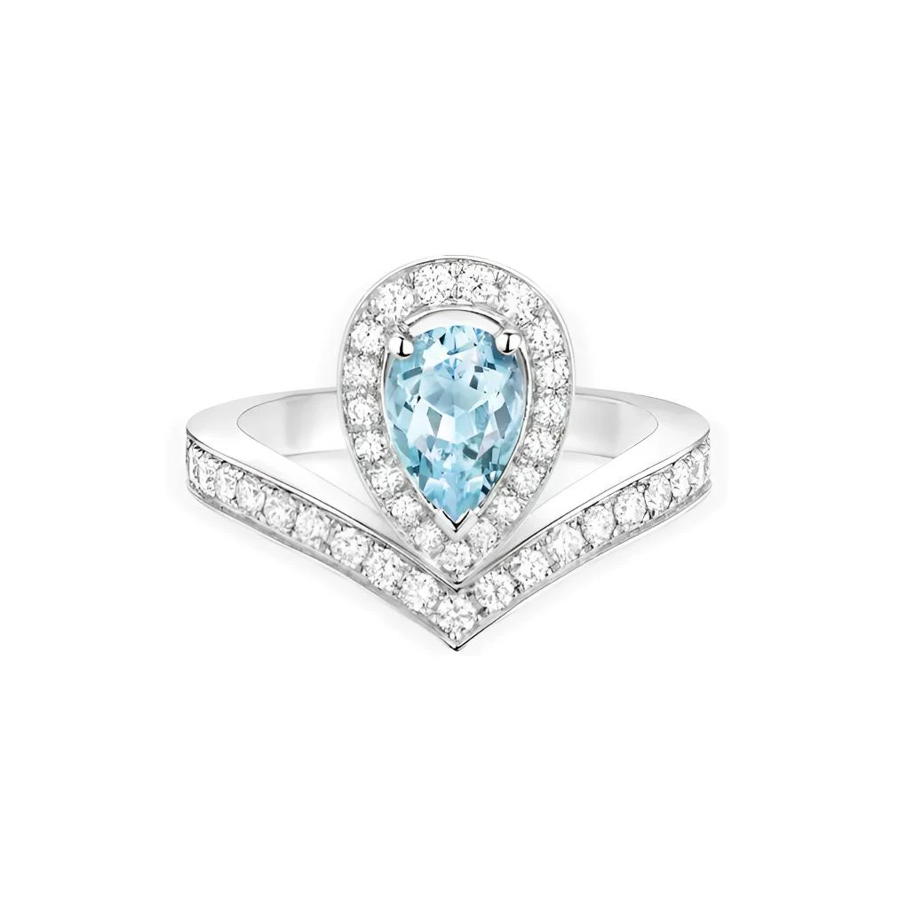 99新 Chaumet/尚美 Josephine Aigrette约瑟芬皇后海蓝宝戒指