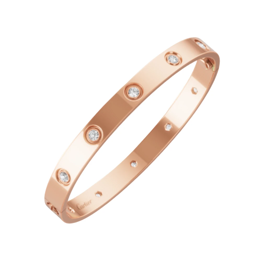 未使用 Cartier/卡地亚 Love系列玫瑰金宽版十钻手镯16号【JQ】