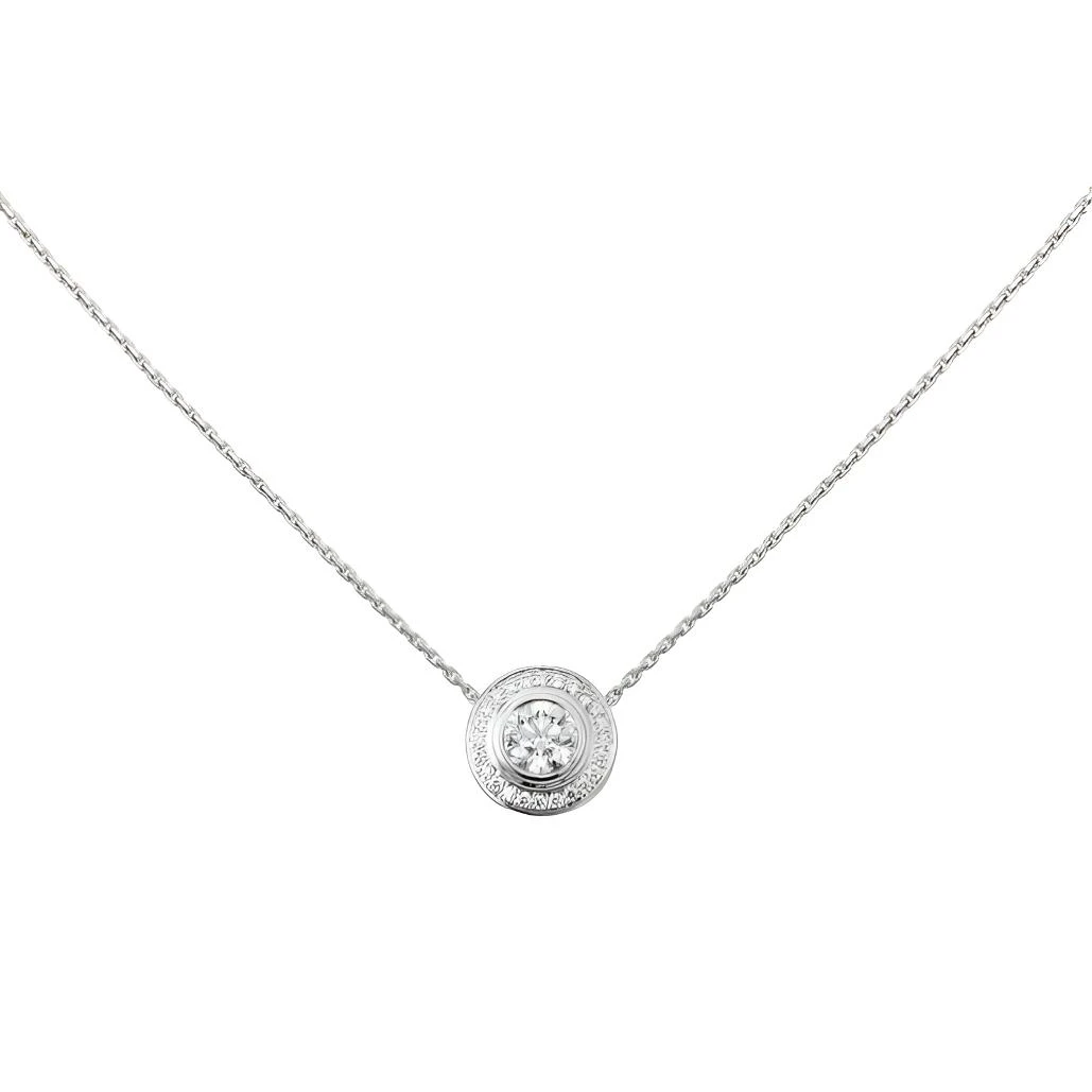 99新 Cartier/卡地亚 damour白金飞碟一颗钻项链主钻0.51ct