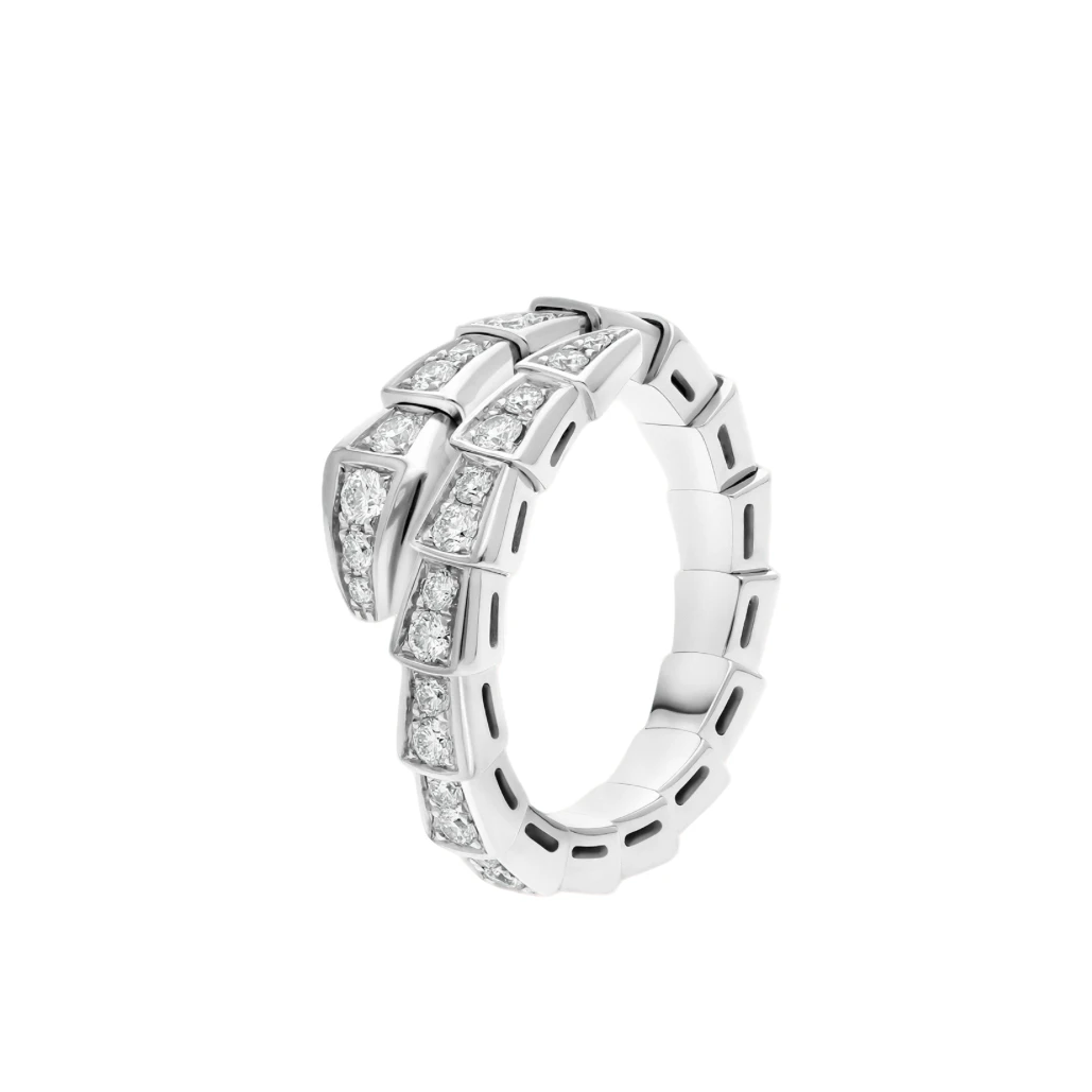 99新 BVLGARI/宝格丽 SERPENTI VIPER系列 白金灵蛇满钻戒指