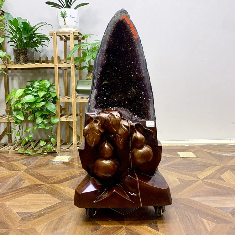 天然乌拉圭巴西紫晶洞聚宝盆钱袋子恐龙蛋紫晶簇黄开口笑大气