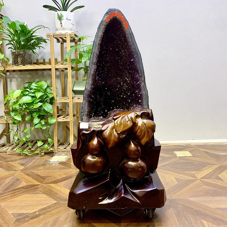 天然乌拉圭巴西紫晶洞聚宝盆钱袋子恐龙蛋紫晶簇黄开口笑玄关