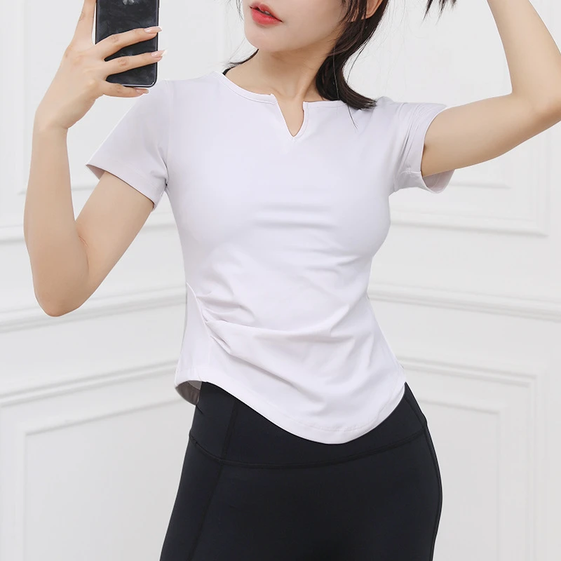 速干短袖运动T恤女款吸汗跑步跳操健身房跳绳紧身瑜伽服大码显瘦