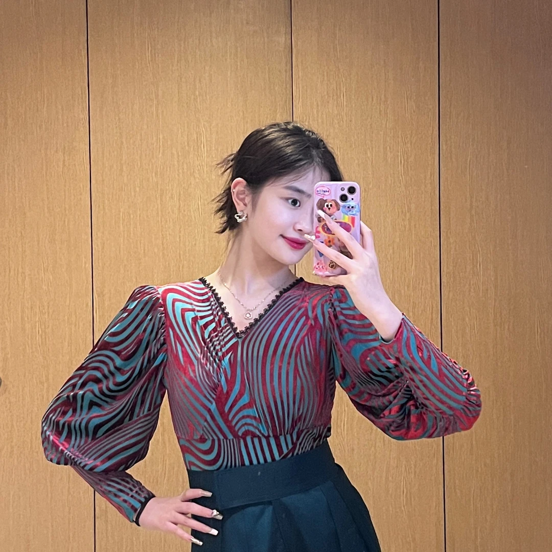 WIN定制红瑞摩登舞服气质修身时尚圆领跳舞洋气上衣上衣摩登露背