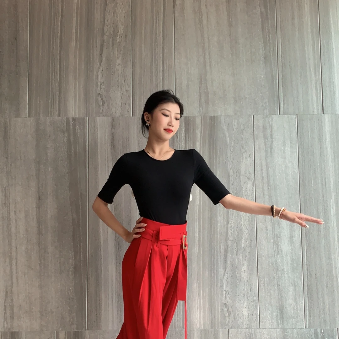 【WIN舞服定制】轻云漏背上衣—摩登舞服气质修身时尚圆领摩登上衣