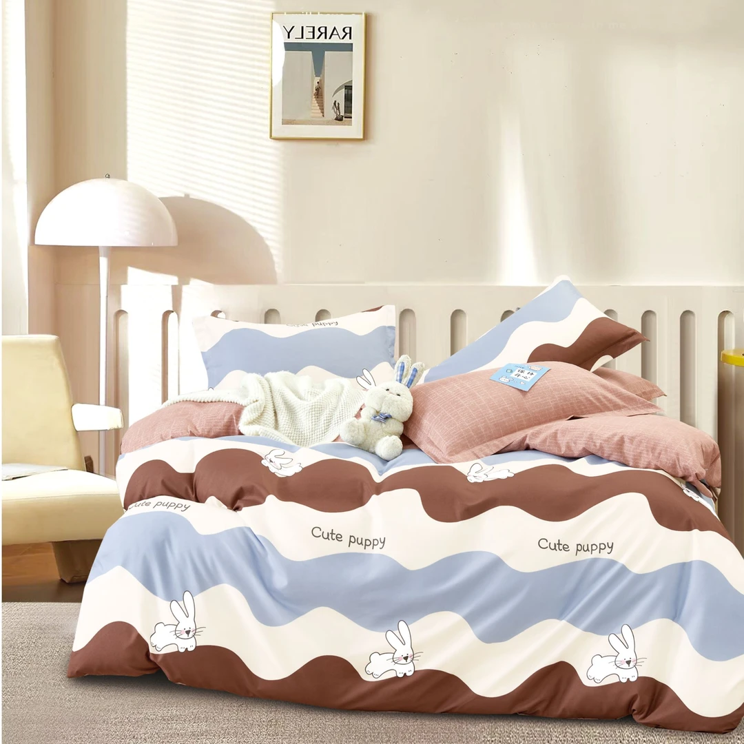 高支高密水洗斜纹棉床单【可爱兔】