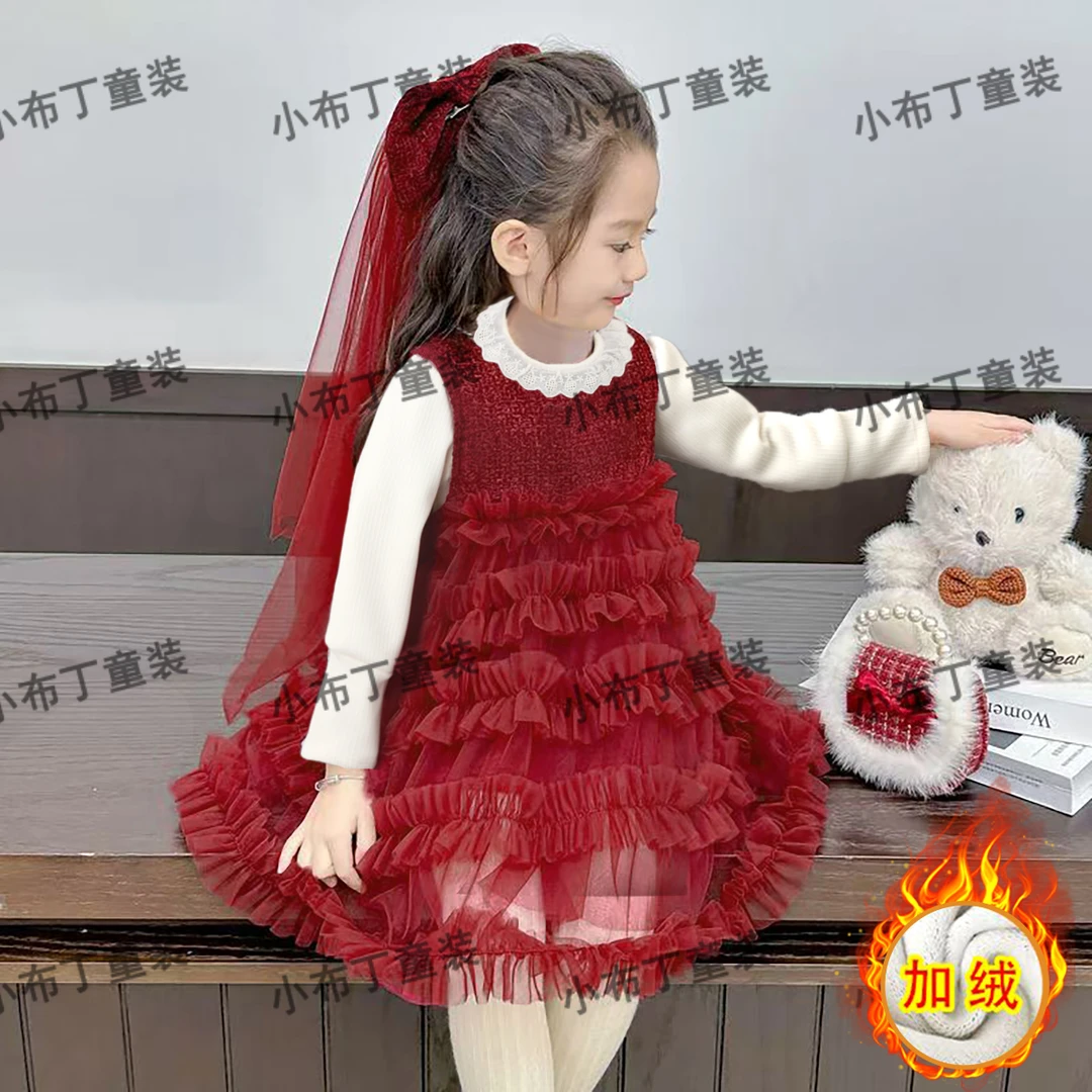 加绒长袖秋冬女宝套时尚公主连衣裙韩版洋气公主裙连衣裙