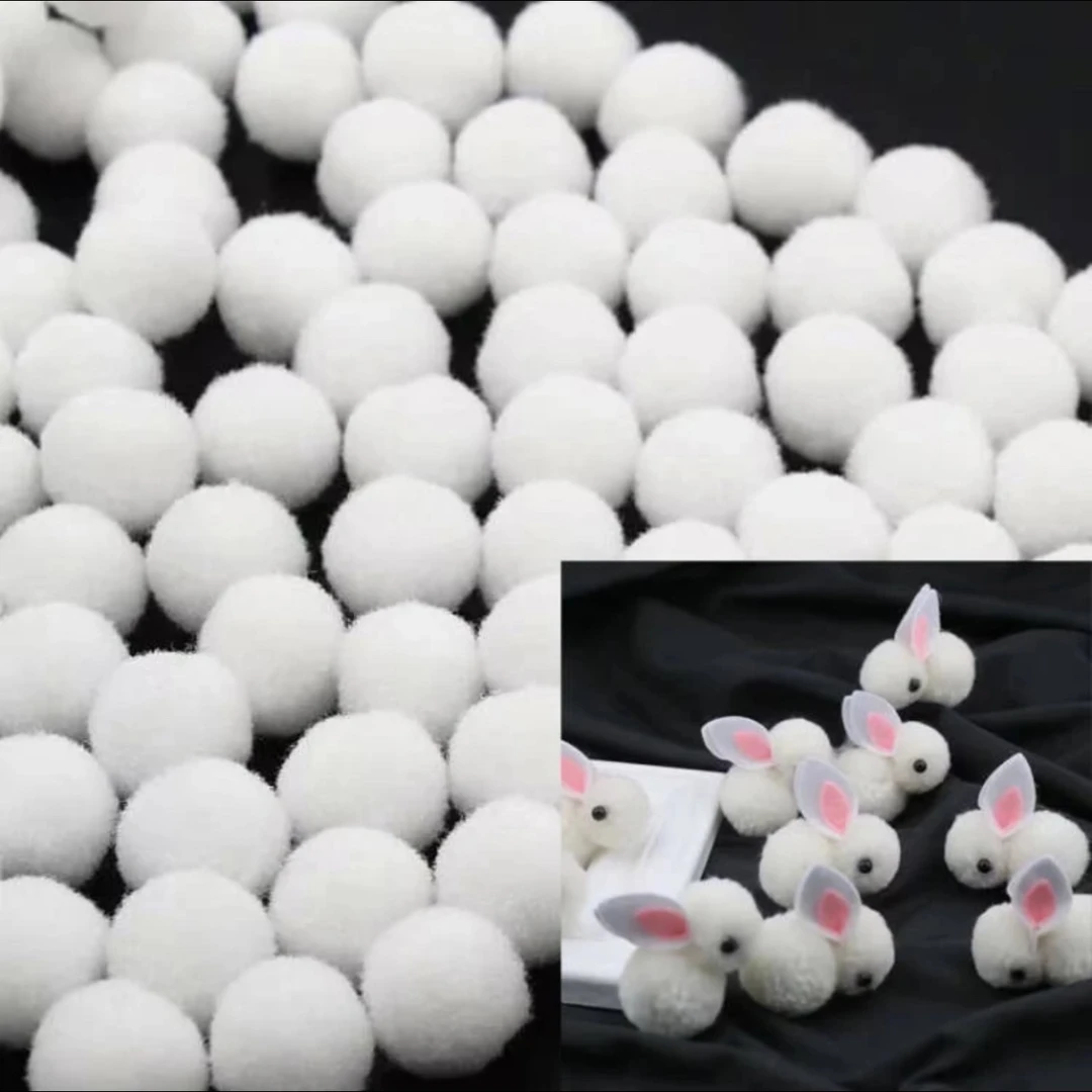 【凌先生二姐专属】 兔子材料包 diy毛球小兔子 毛球加眼睛加布手工