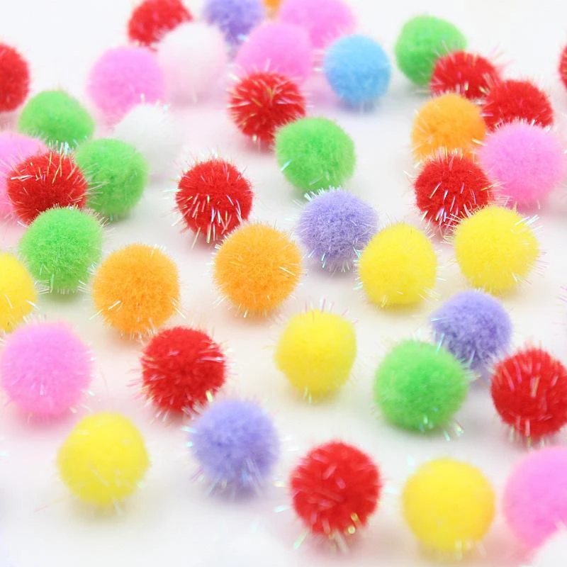 凌先生 1.5/2cm七彩毛毛球金葱球球毛毛球幼儿手工节庆装饰毛球