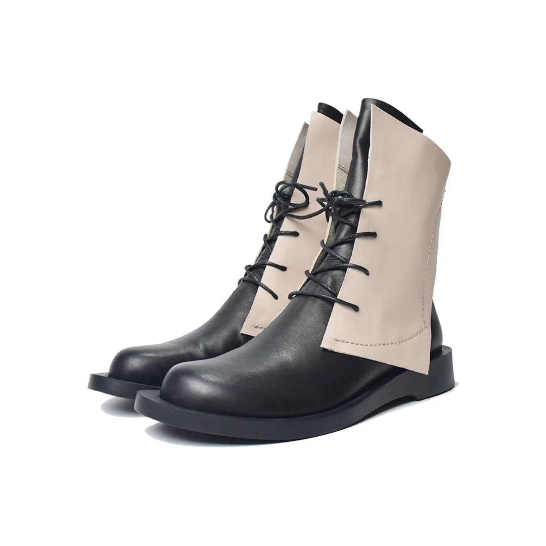 HAIRITAI/海日太「翩翩舞」平底牛皮单款女士英伦风靴子1713-093