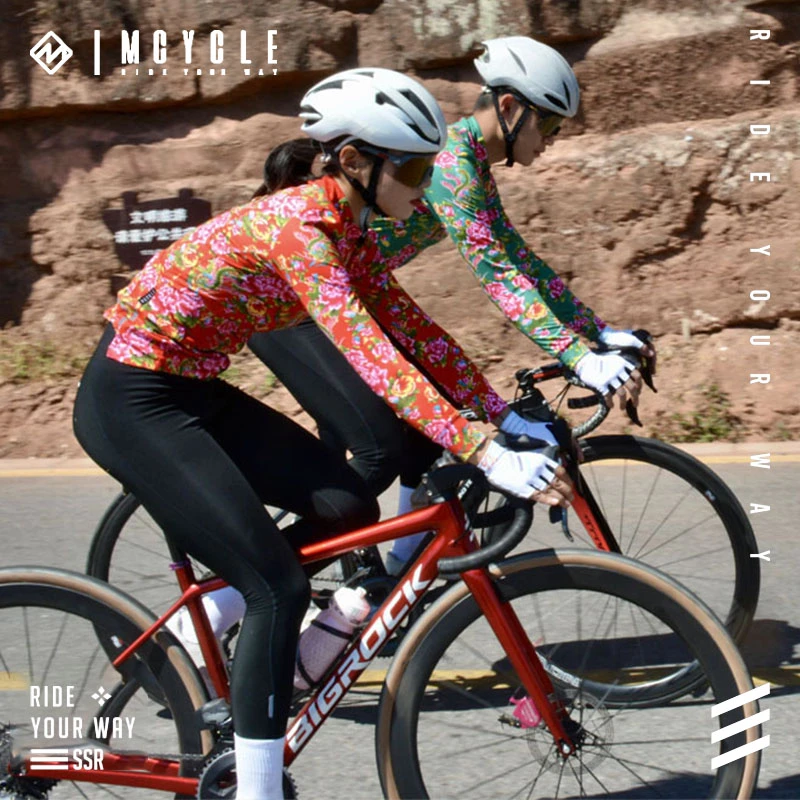 魅骑MCYCLE抓绒骑行服长袖男女秋冬花棉袄东北自行车服单车保暖