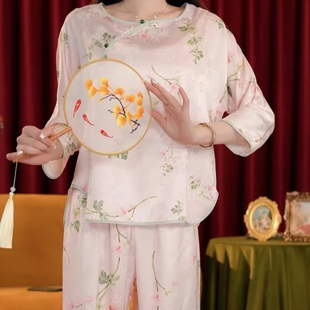 上海故事2025新中式家居服女士睡衣套装可外穿 一叶知秋 huihui