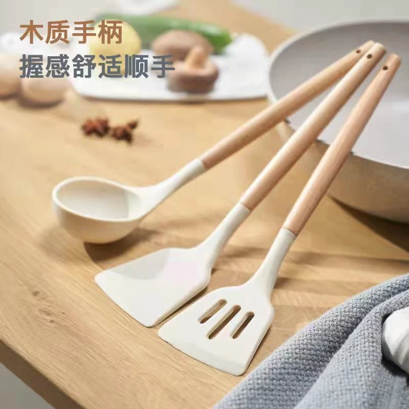 硅胶锅铲不粘锅专用耐高温炒菜铲子家用木柄硅胶铲套餐食品级厨具