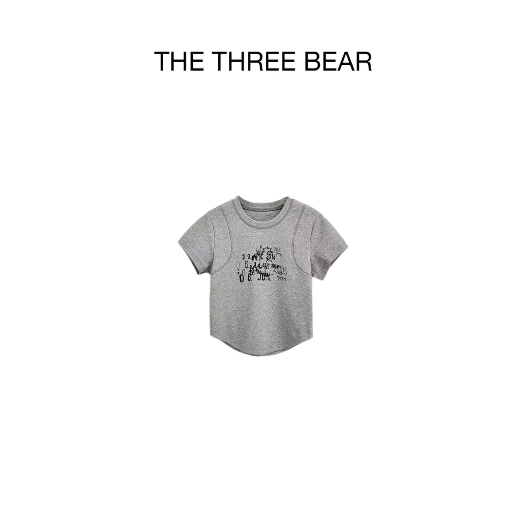 【MISS BEAR DESIGN】夏日标配 简约数字印花短袖T恤