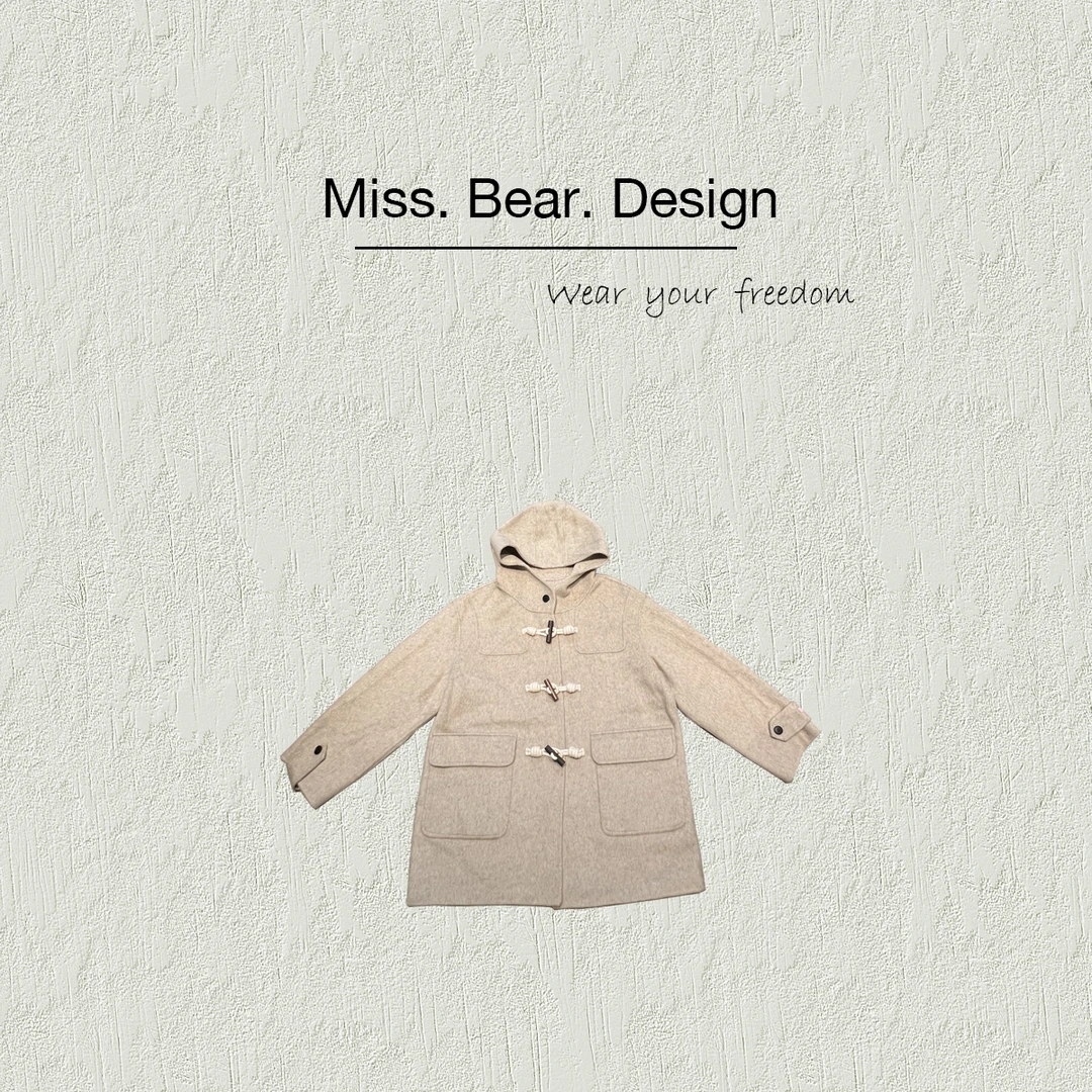 【MISS BEAR DESIGN】牛角扣澳毛蚕丝大衣