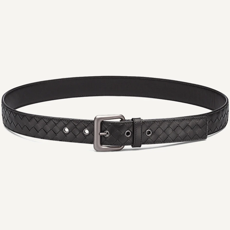 正品腰带青年商务休闲真皮裤带男女百搭头层牛皮手工编织针扣皮带