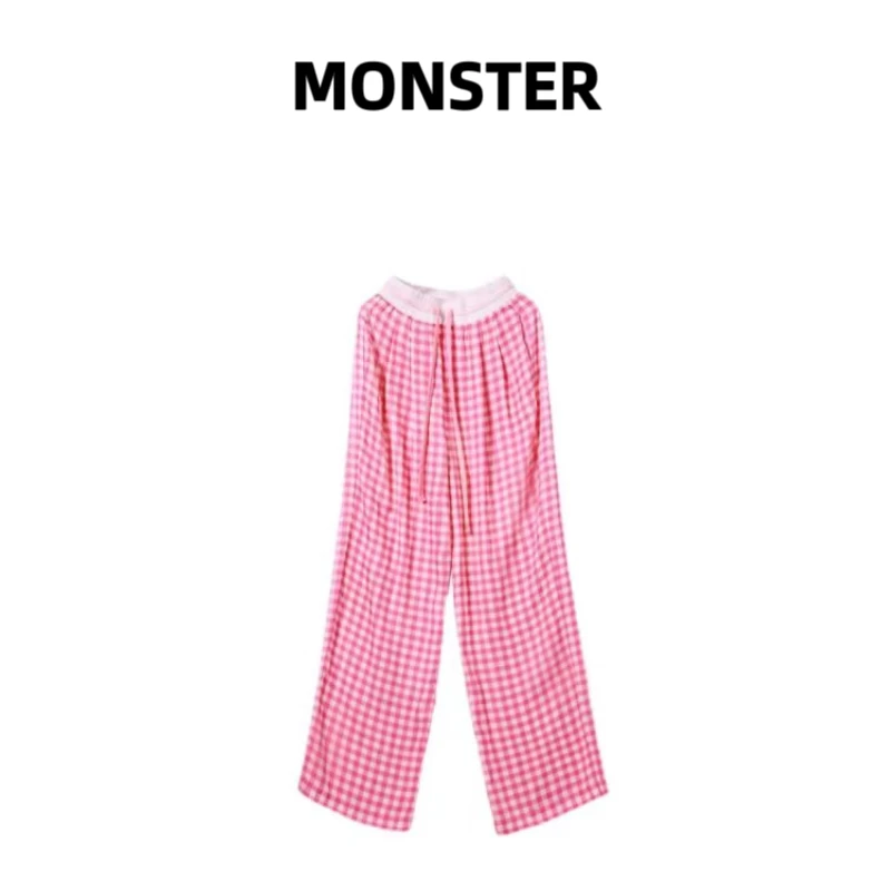 【MONSTER 11】2023春夏休闲简约格子裤 女直筒裤 100#