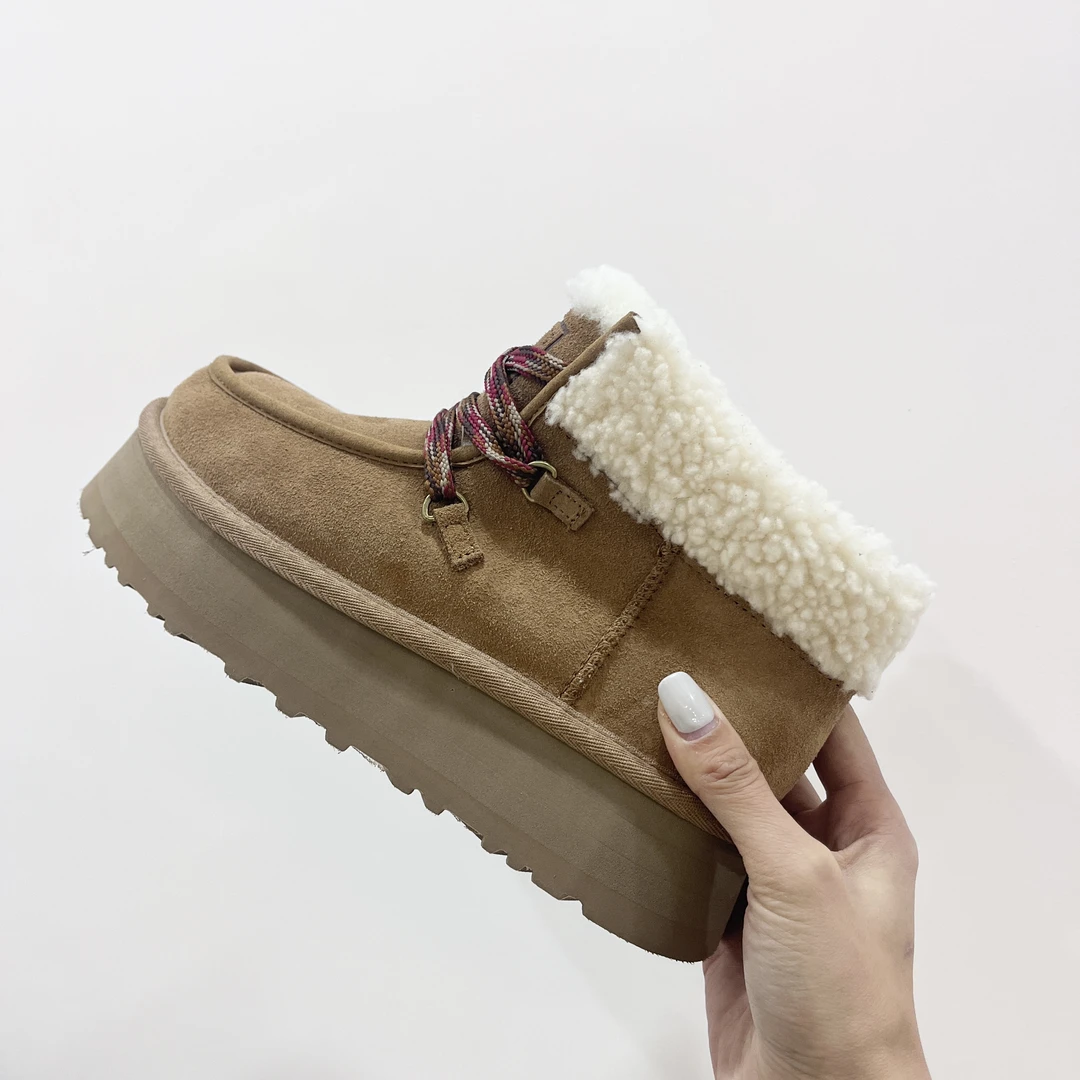 【芙卡拉】桑坡村外牛皮内羊皮毛一体雪地靴新款保暖松糕女鞋