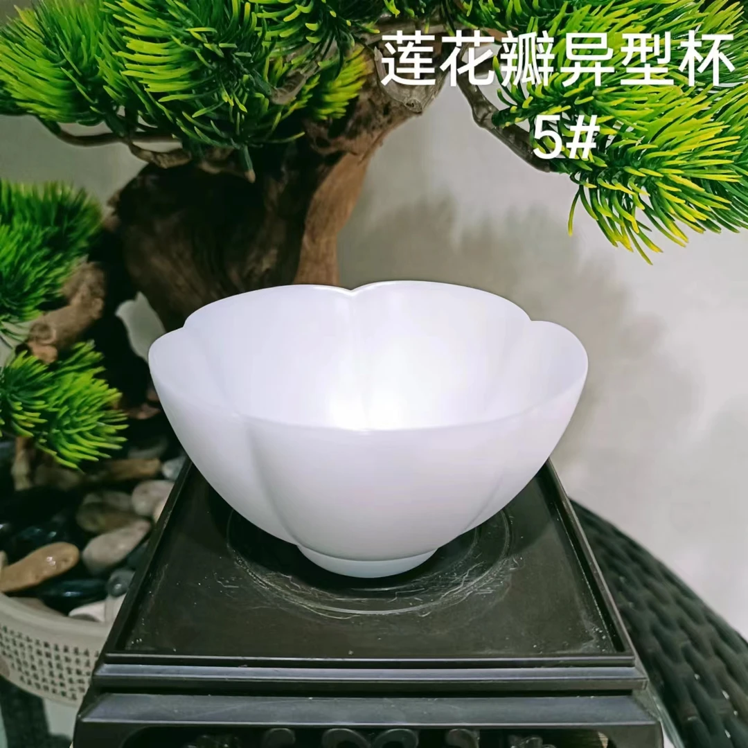 5号莲花瓣异型杯手工纯白主人杯喝茶杯高4.7cm口径8.5cm