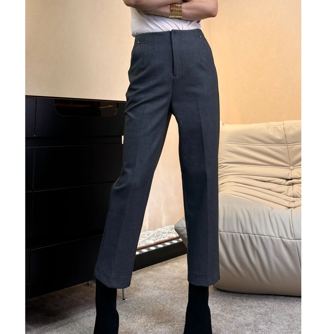 极简加绒西装烟管裤