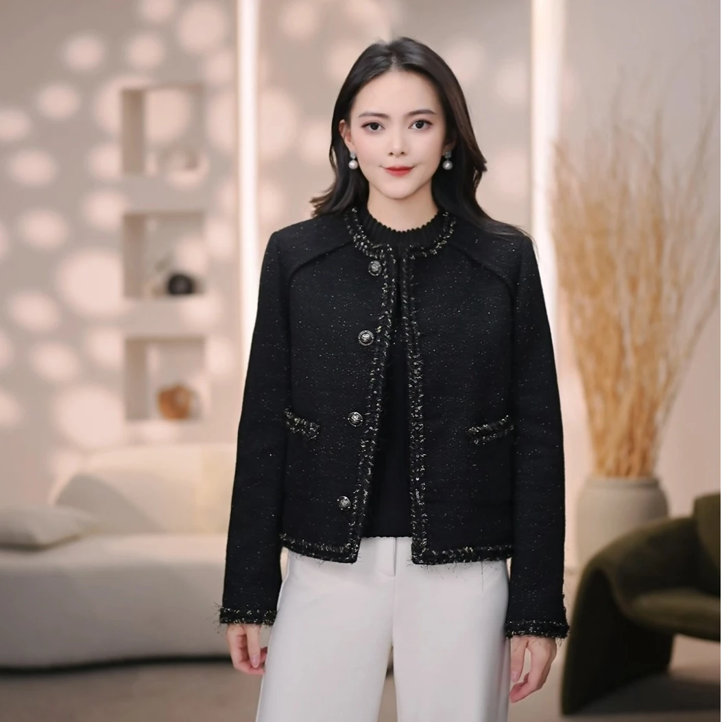 2024新款设计师款高定小香风秋冬厚款显瘦小个子外套轻奢短款