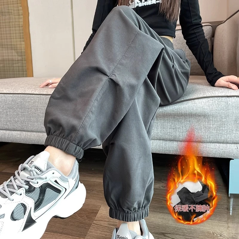 美式工装裤女春秋款2025新款宽松束脚裤休闲百搭高腰直筒阔腿裤子