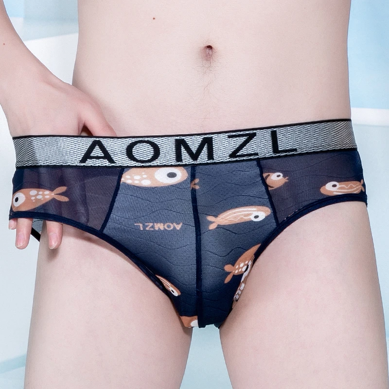Aomanzhilian/傲慢之恋性感冰丝三角男士内裤潮流新款青年裤衩薄