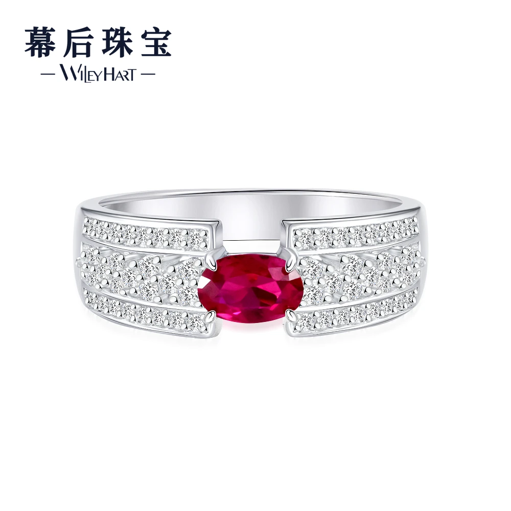R3146【暮光】镶嵌蛋形培育红蓝宝石时尚高级感排戒戒指4-11#