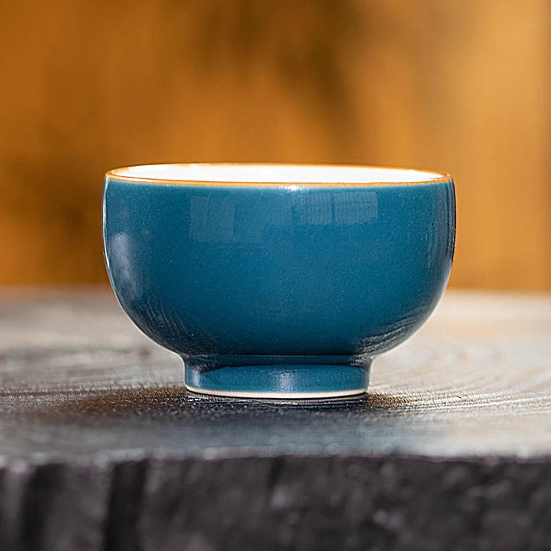 镇缘严选陶瓷茶杯 景德镇高温颜色釉松石绿功夫茶品茗主人杯单杯