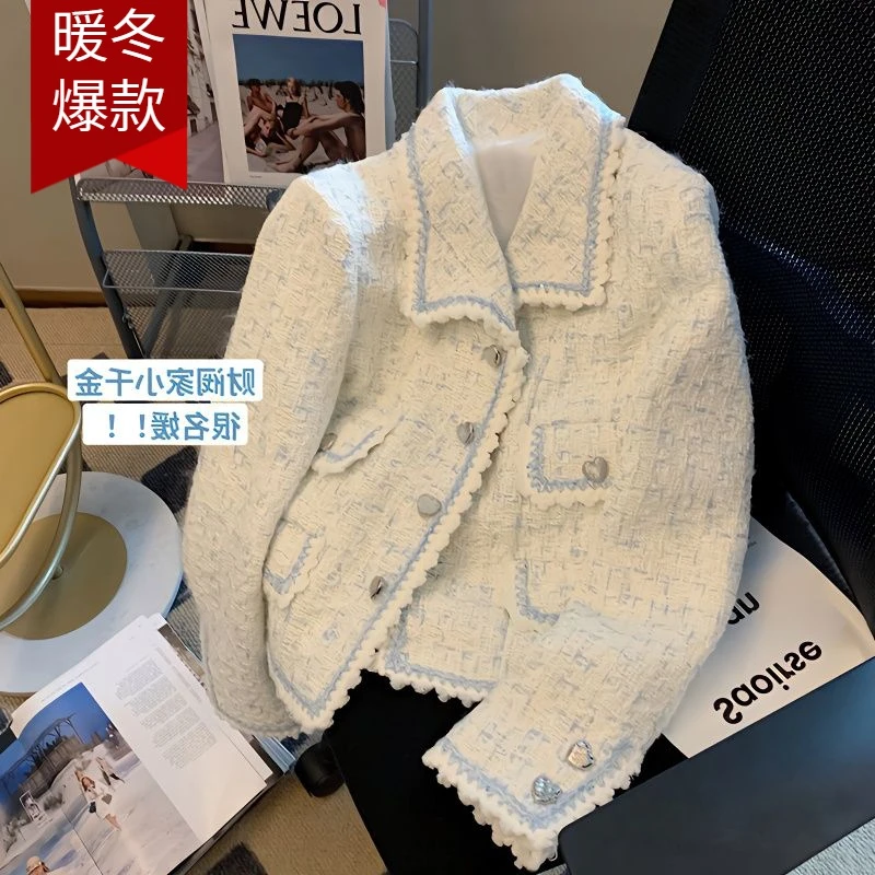 小香风短款外套女秋冬款法式复古高级感气质名媛春秋翻领拼色上衣
