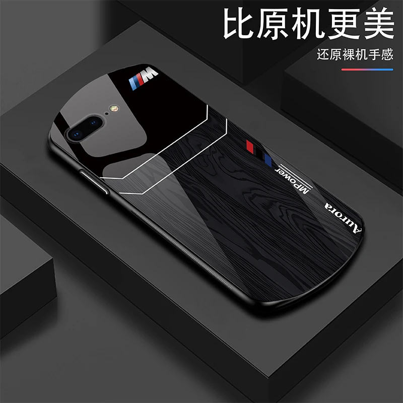 潮流【苹果8Plus】轻奢定制方块Mpower帅气个性耐磨玻璃手机壳