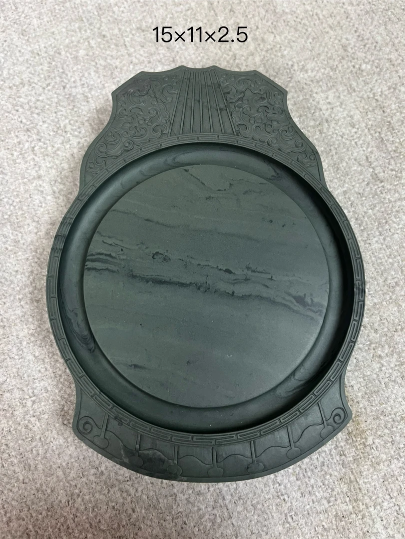 甘肃洮砚水泉老坑仿古圭壁古琴砚尺寸15×11×2.5