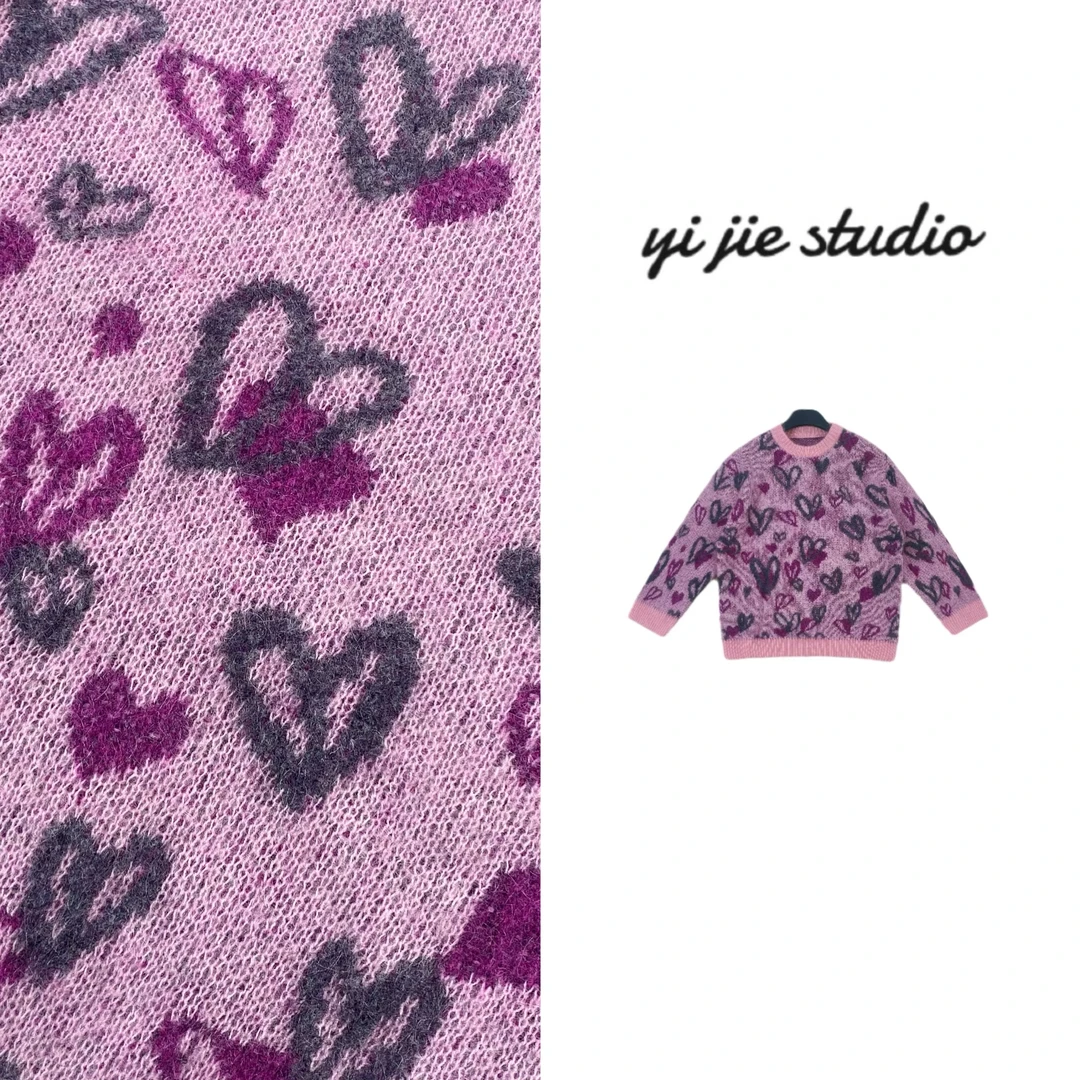 YJ studio【同步心跳】时尚宽松爱心毛衣#EEYJ11007