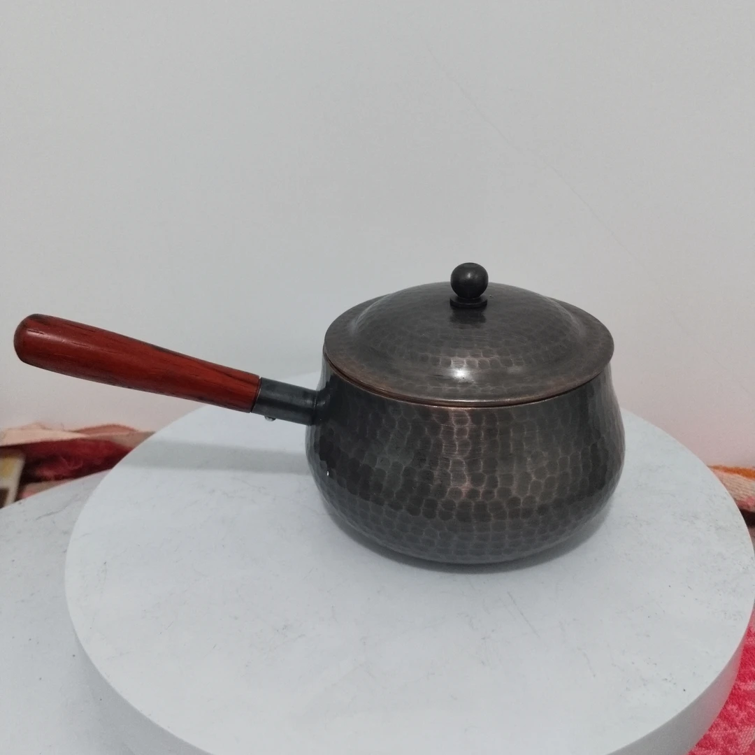 900毫升紫铜煮水煮茶壶，手工锤纹煮罐罐茶壶带盖子款
