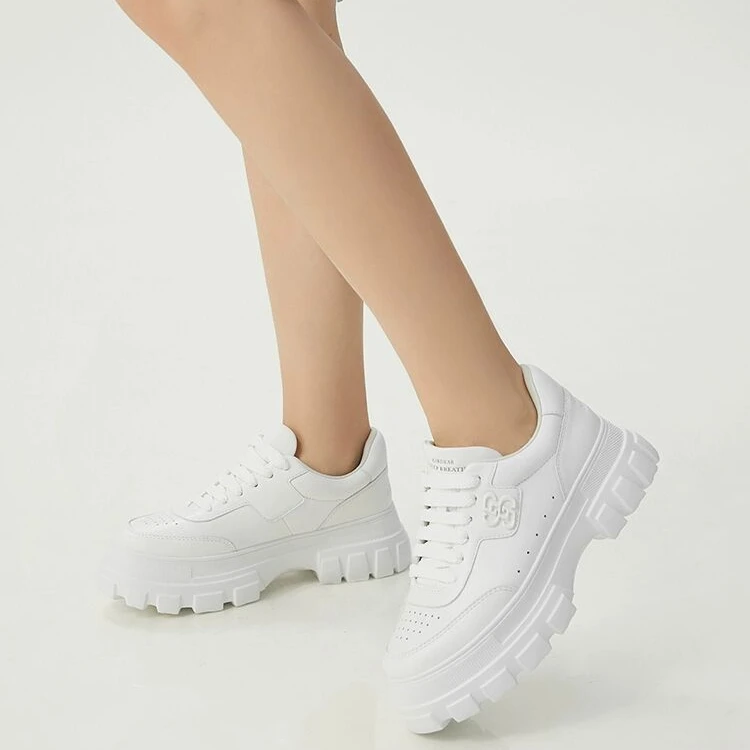 DEEP BREATH女鞋新款厚底乾坤logo绑带低帮休闲鞋小白鞋AX12266