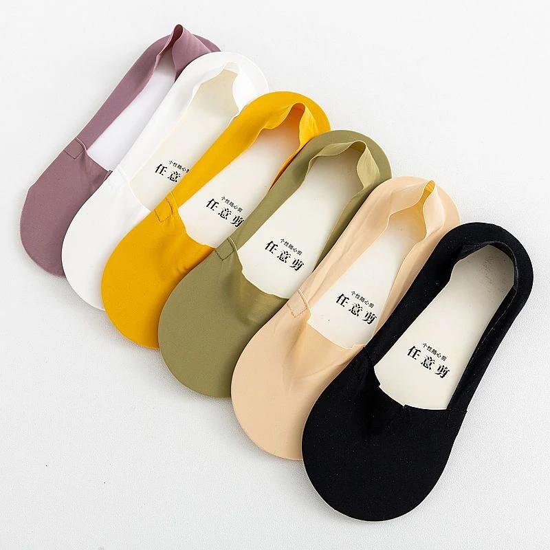 冰丝袜子女隐形袜夏季薄款日系纯色硅胶防滑低帮女士船袜棉任意剪