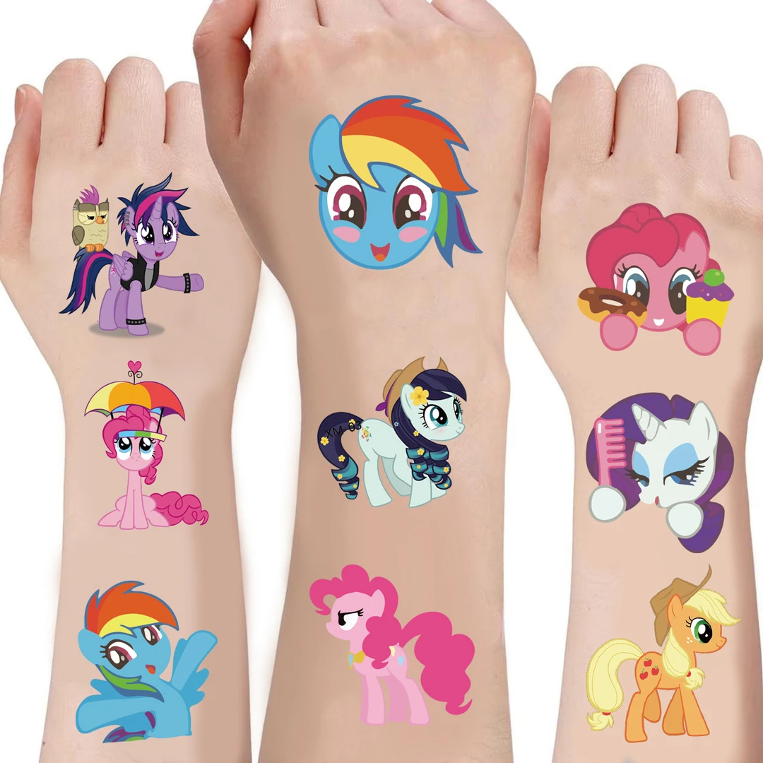 新款卡通小马宝莉纹身贴纸儿童可爱紫悦碧琪卡通公主一次性纹身贴