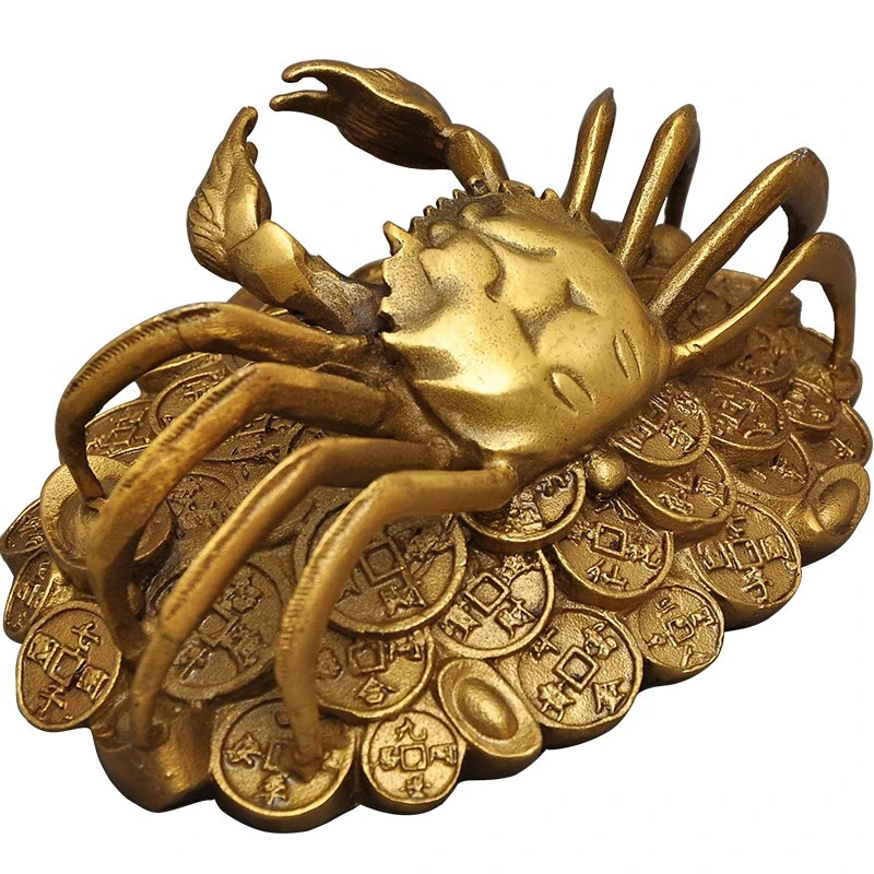 济凯黄铜金钱螃蟹摆件家居客厅电视柜将军办公室摆设工艺品