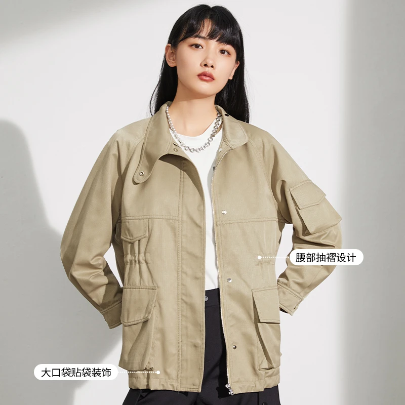 经典卡其色风衣外套女时尚休闲开衫141K2109